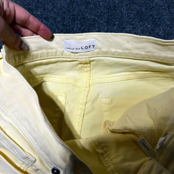 LOFT Women's Yellow Cropped Skinny Jeans Size 6 Raw Hem Stretch - Picture 7 of 10